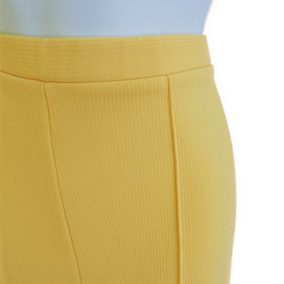 30W Vintage 70s Pants Yellow Ribbed Double Knit Polyester Pull On Front Crease - Picture 2 of 7